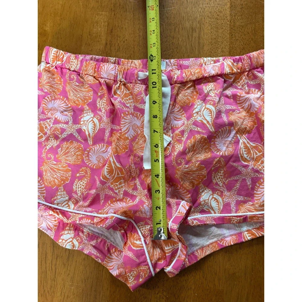 J.Crew Women Pink Orange Shell Starfish Cotton Pajama Set Short Sleeve Sz Medium